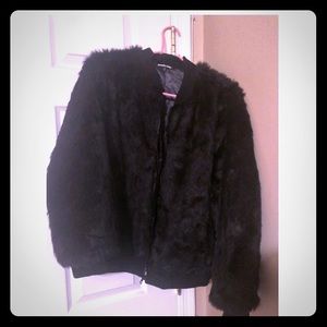 Black faux fur jacket
